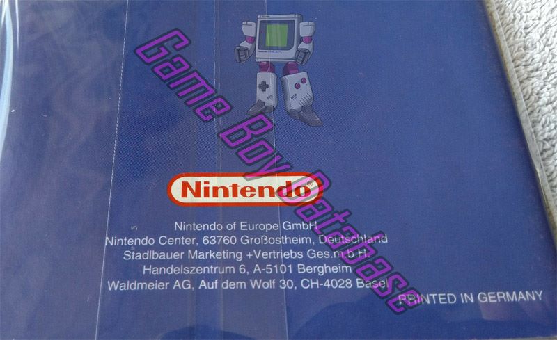 Wario Land II NNOE Back of the booklet