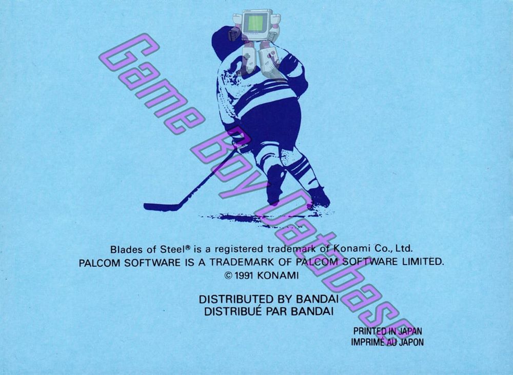 Blades of Steel FAH Back of the booklet