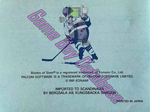 Blades of Steel SCN Back of the booklet