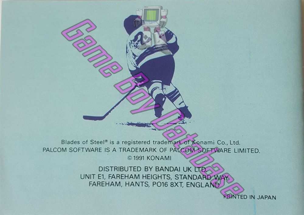 Blades of Steel UKV Back of the booklet