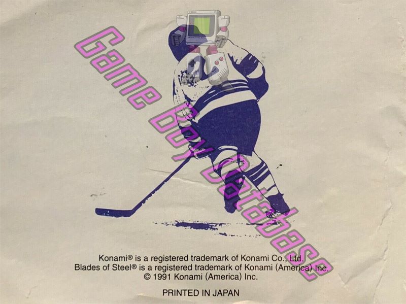 Blades of Steel USA-2 Back of the booklet