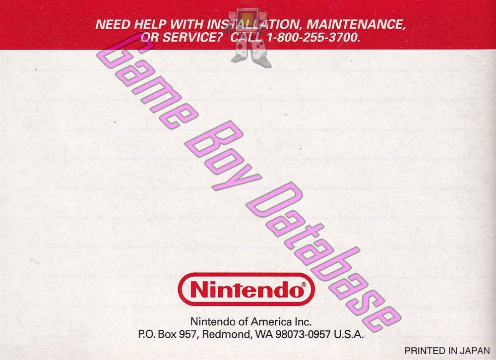 Mega Man Dr. Wily's Revenge USA-1 Back of the booklet