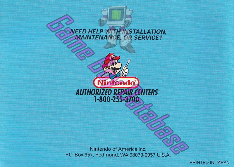 Super R.C. Pro-Am USA-1 Back of the booklet