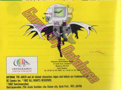 Batman Return of the Joker UKV-1 Back of the booklet