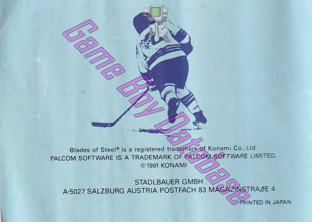 Blades of Steel FRG Back of the booklet