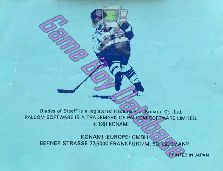 Blades of Steel NOE Back of the booklet