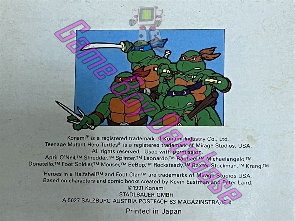 Teenage Mutant Hero Turtles Fall of the Foot Clan FRG Back of the booklet