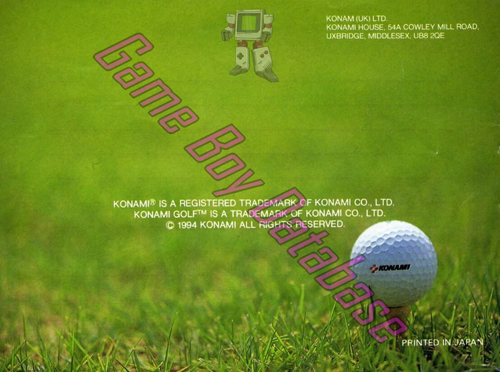 Konami Golf UKV Back of the booklet