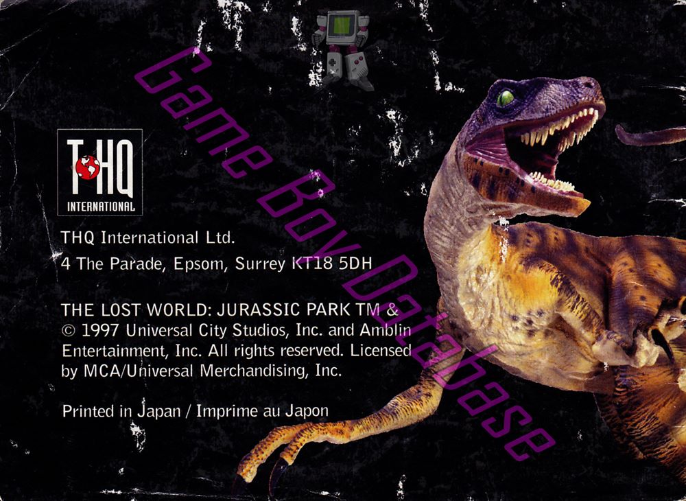 Jurassic Park le Monde Perdu FRA Back of the booklet