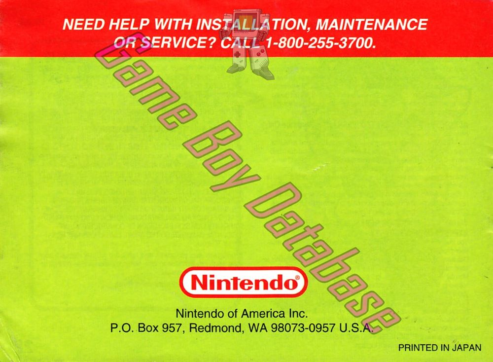 Wario Land: Super Mario Land 3 USA Back of the booklet