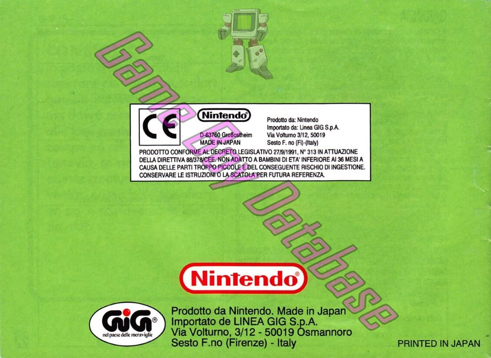 Wario Land: Super Mario Land 3 ITA-1 Back of the booklet