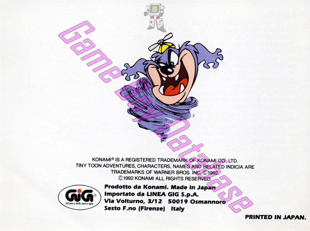 Tiny Toon Adventures Babs' Big Break ITA Back of the booklet