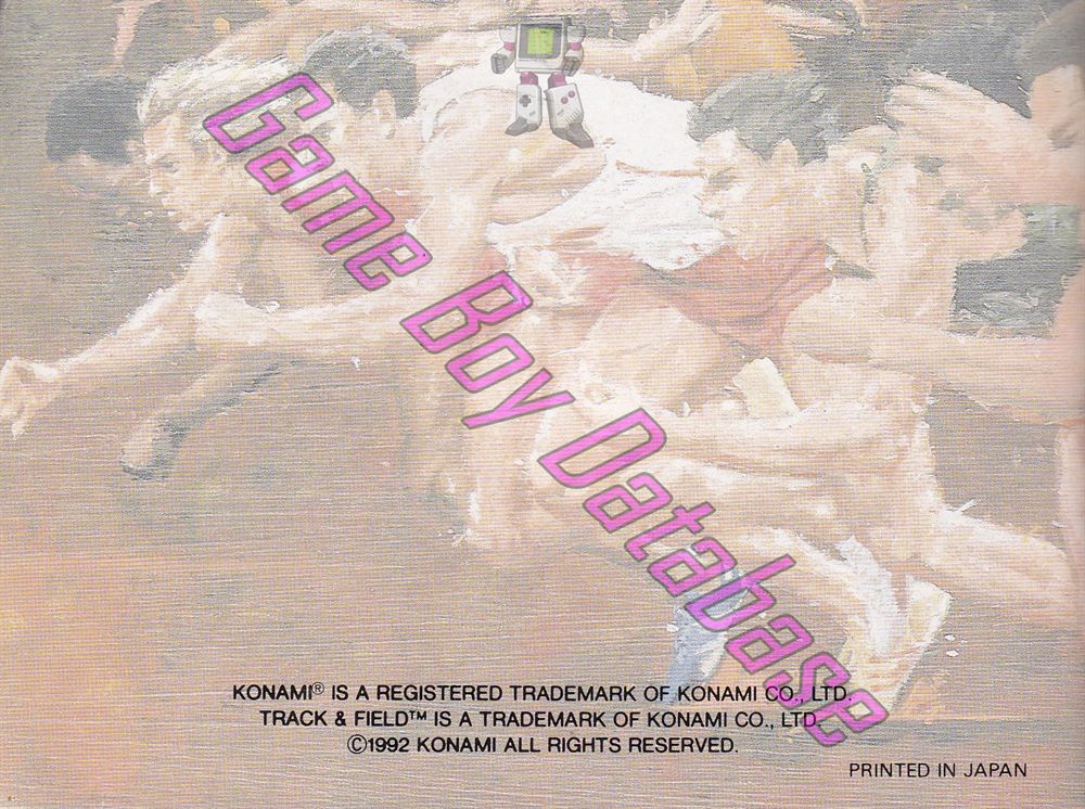 Track & Field GPS Back of the booklet