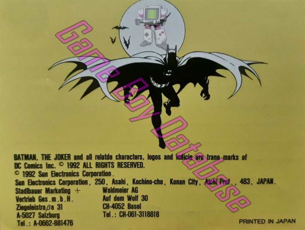 Batman Return of the Joker FRG Back of the booklet