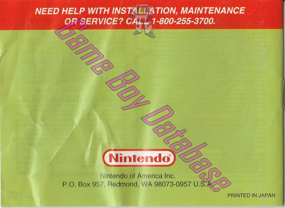 Wario Land: Super Mario Land 3 USA-1 Back of the booklet