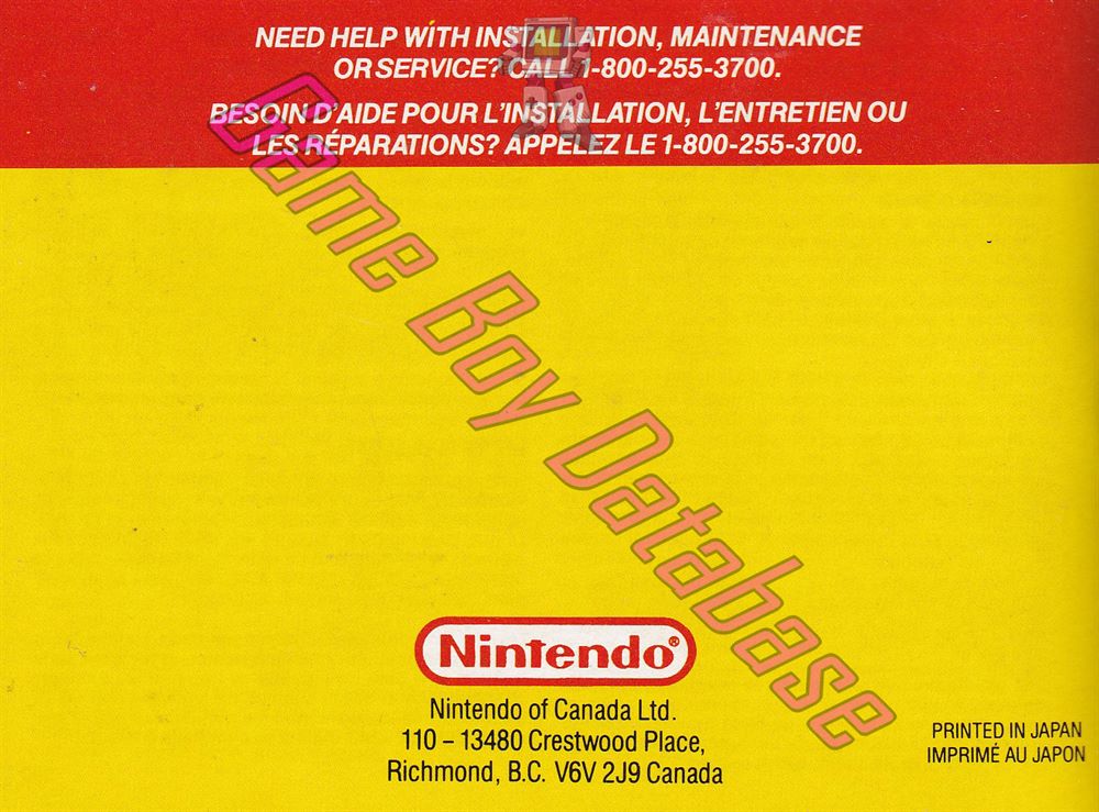 Dr. Mario CAN-1 Back of the booklet