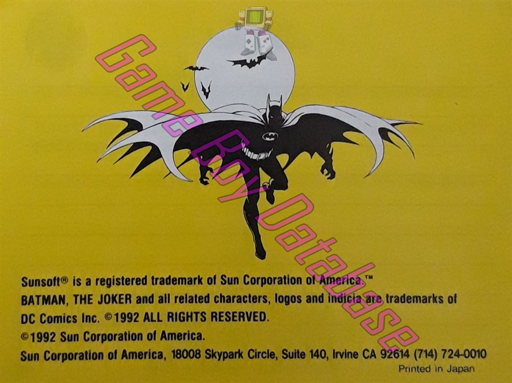 Batman Return of the Joker USA-1 Back of the booklet