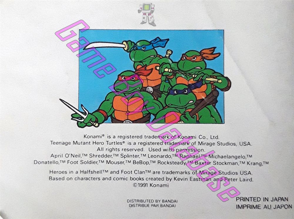 Teenage Mutant Hero Turtles Fall of the Foot Clan FAH Back of the booklet