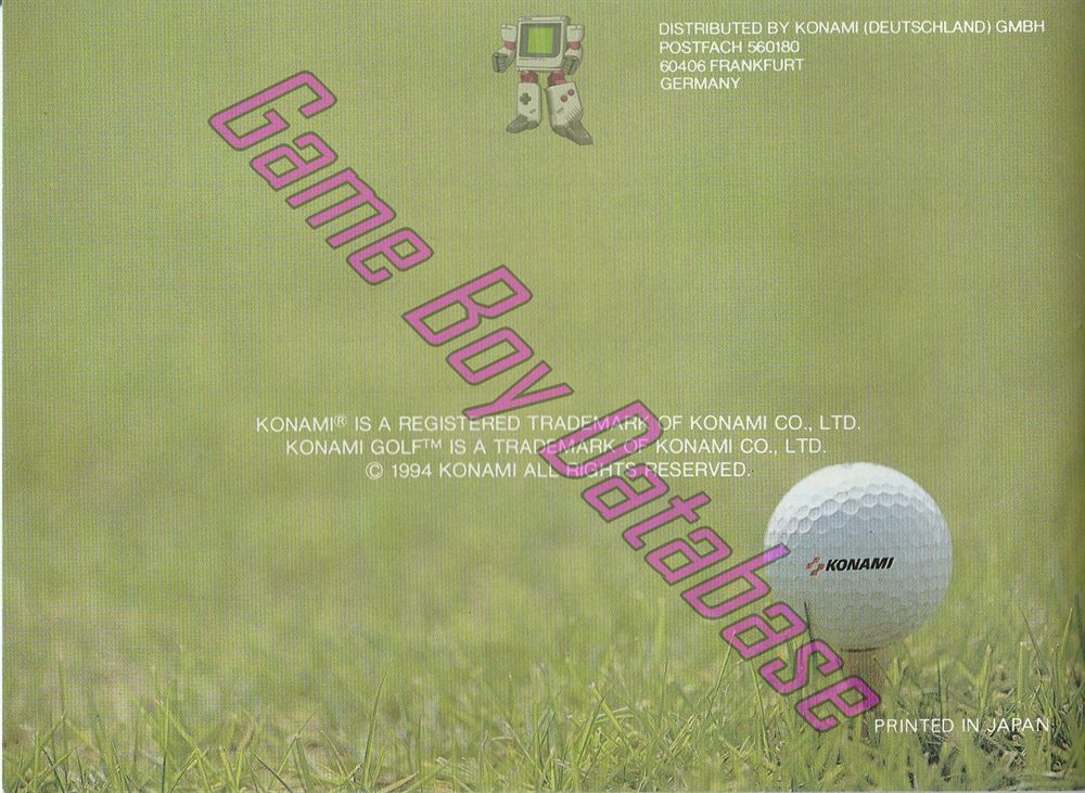 Konami Golf NOE Back of the booklet