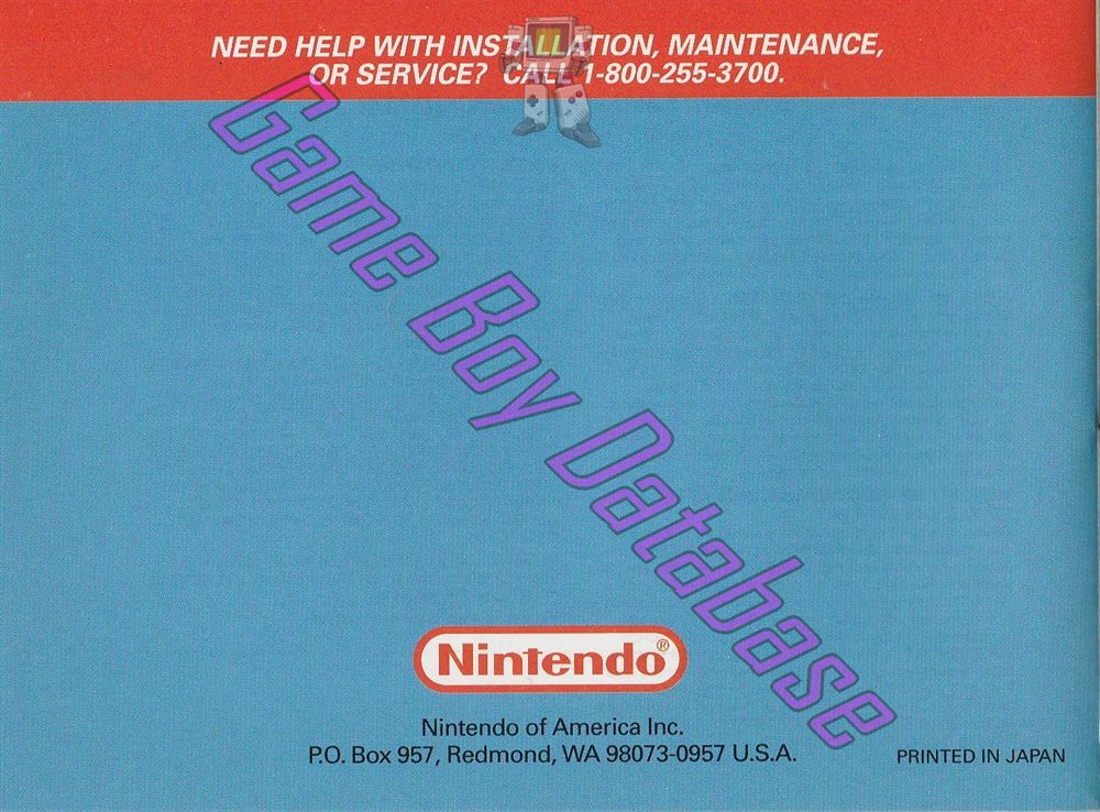 Donkey Kong USA Back of the booklet