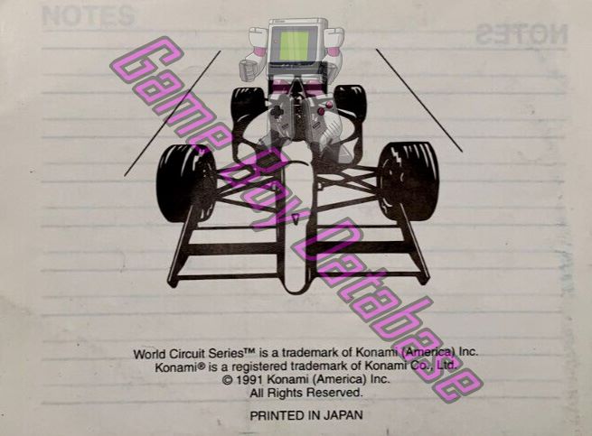 World Circuit Series USA-1 Back of the booklet