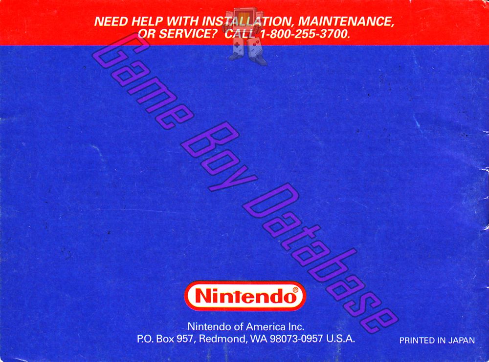 Kirby's Dream Land 2 USA Back of the booklet