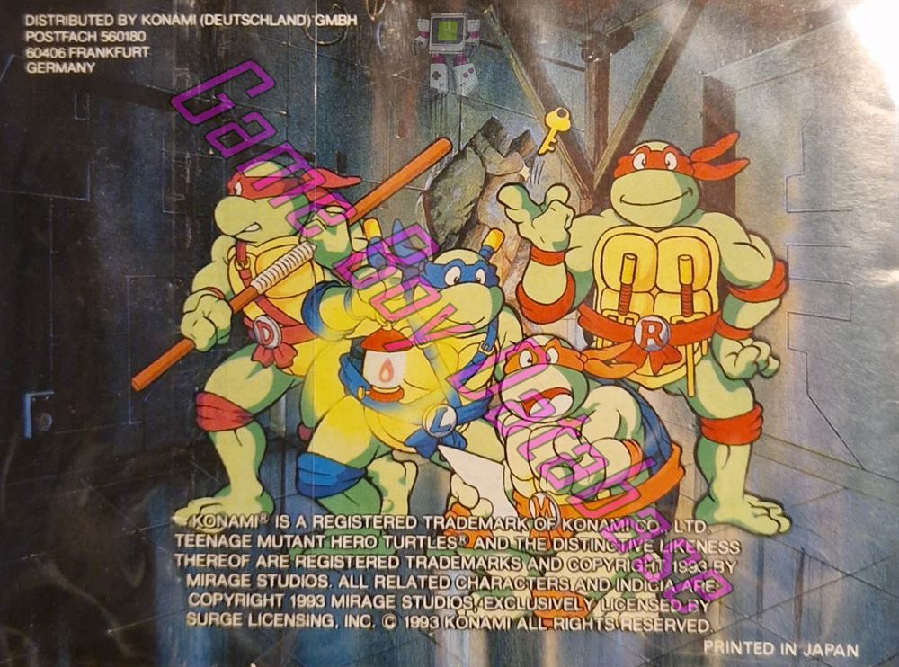 Teenage Mutant Hero Turtles III Radical Rescue NOE Back of the booklet