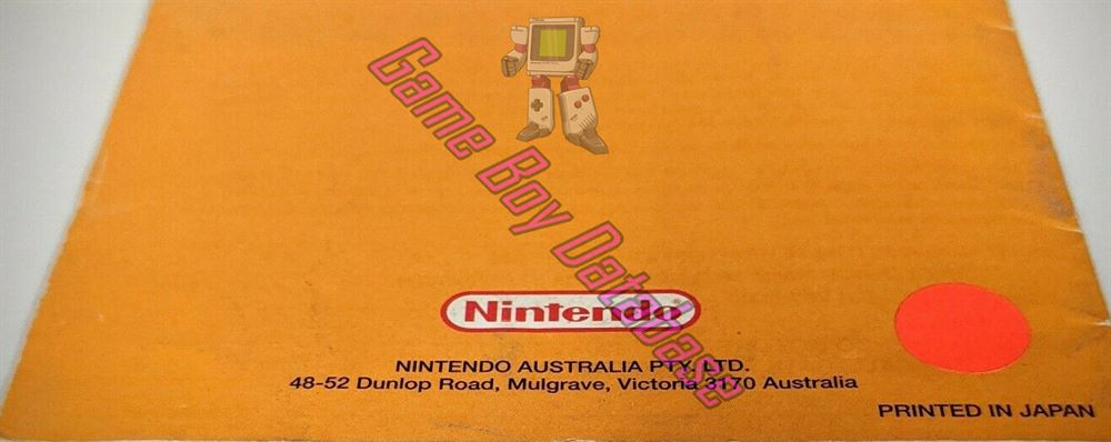 Game Boy Gallery 5 in 1 AUS Back of the booklet