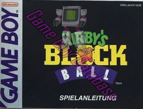 Kirby's Block Ball NOE Front of the booklet