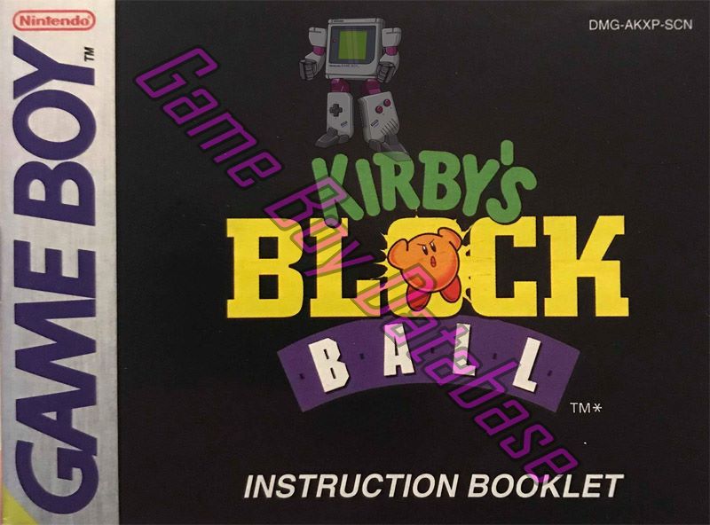 Kirby's Block Ball SCN Front of the booklet