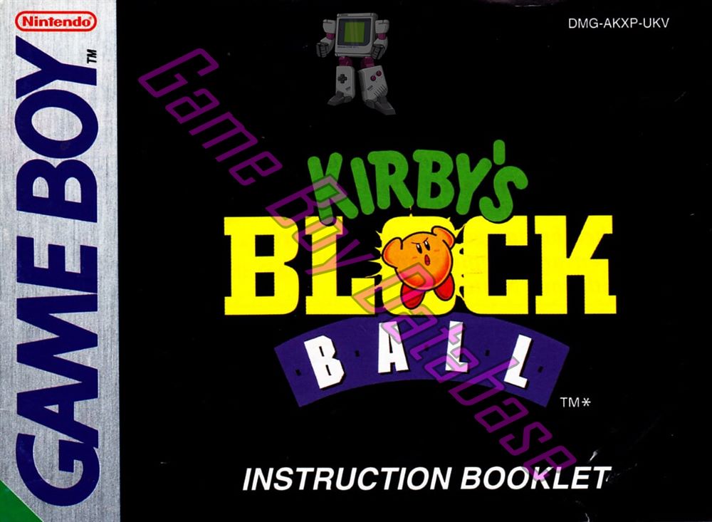 Kirby's Block Ball UKV Front of the booklet