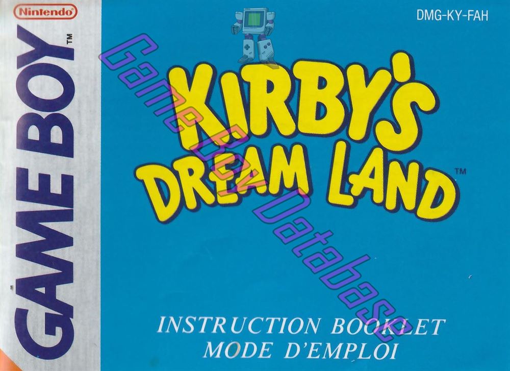 Kirby's Dream Land FAH Front of the booklet