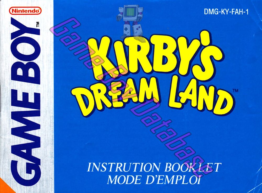 Kirby's Dream Land FAH-2 Front of the booklet