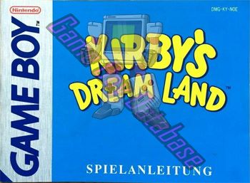 Kirby's Dream Land NOE Front of the booklet