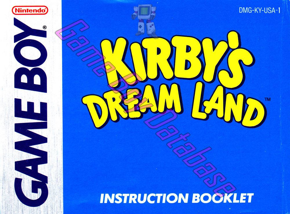 Kirby's Dream Land USA Front of the booklet