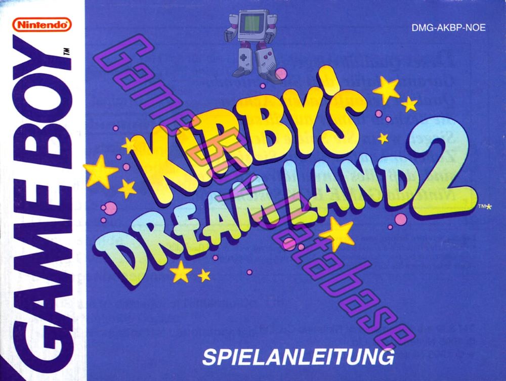 Kirby's Dream Land 2 NOE Front of the booklet