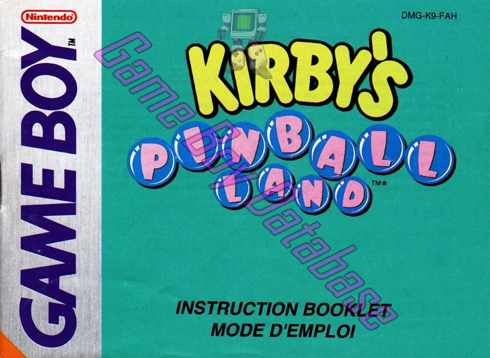 Kirby's Pinball Land FAH Front of the booklet