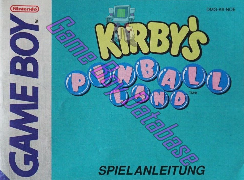 Kirby's Pinball Land NOE Front of the booklet