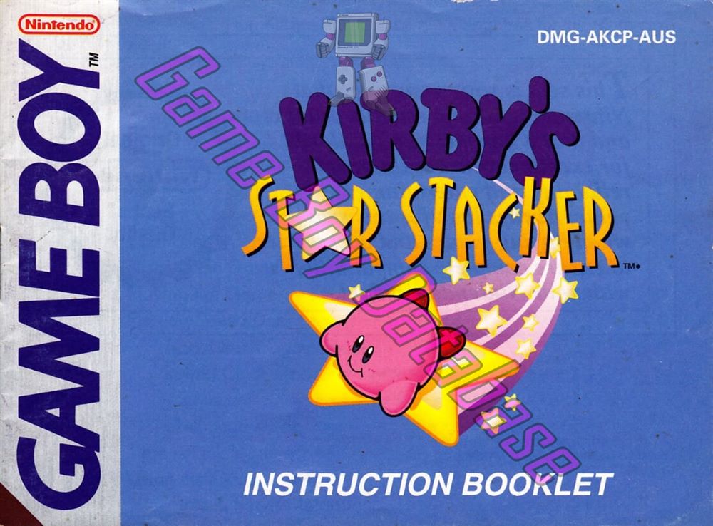 Kirby's Star Stacker AUS Front of the booklet