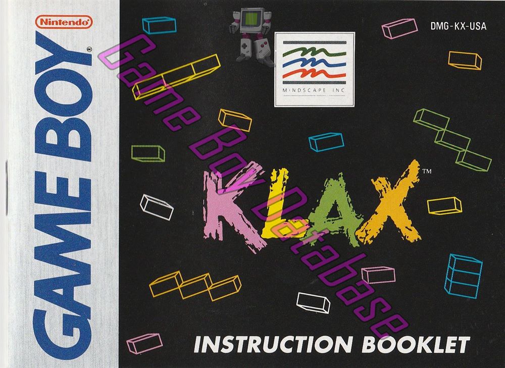 Klax (American version) USA Front of the booklet