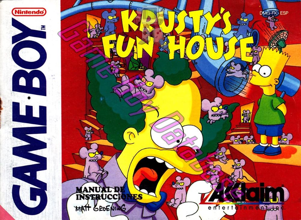 Krusty's Fun House ESP Front of the booklet