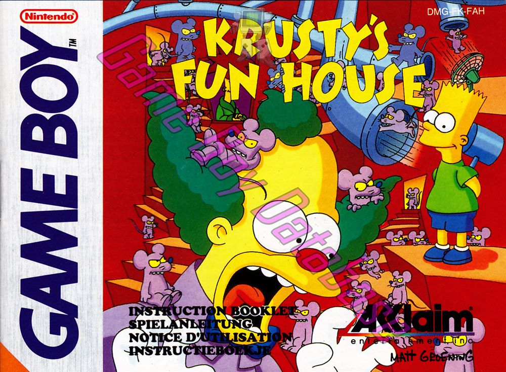 Krusty's Fun House FAH Front of the booklet