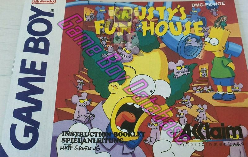 Krusty's Fun House NOE Front of the booklet