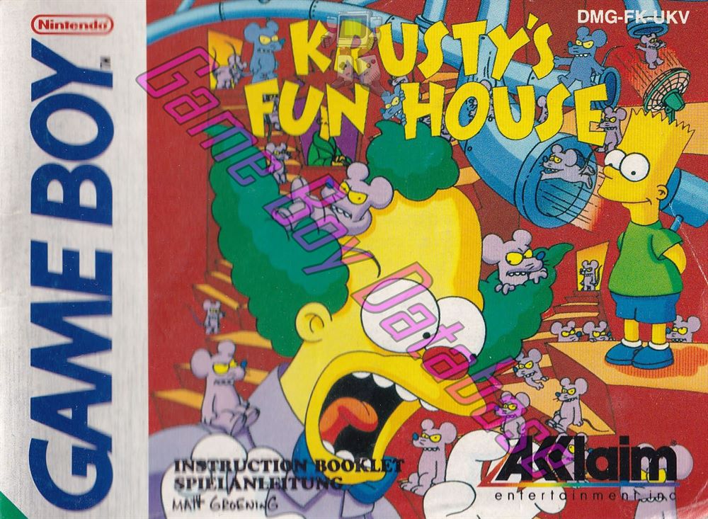 Krusty's Fun House UKV Front of the booklet