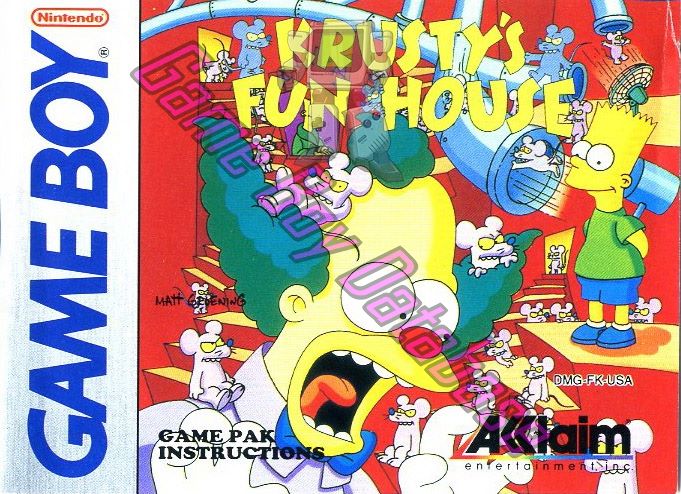 Krusty's Fun House USA Front of the booklet