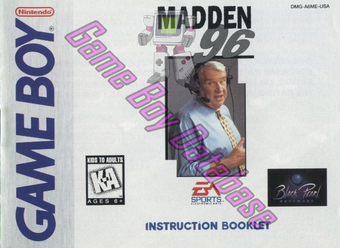 Madden NFL 96 USA Front of the booklet