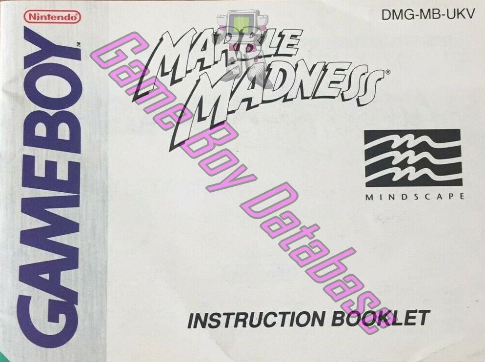 Marble Madness UKV Front of the booklet