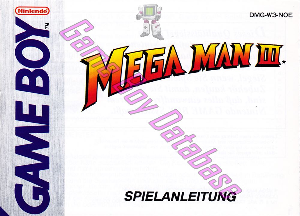 Mega Man III NOE Front of the booklet