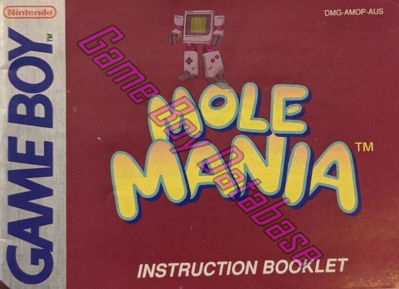 Mole Mania AUS Front of the booklet