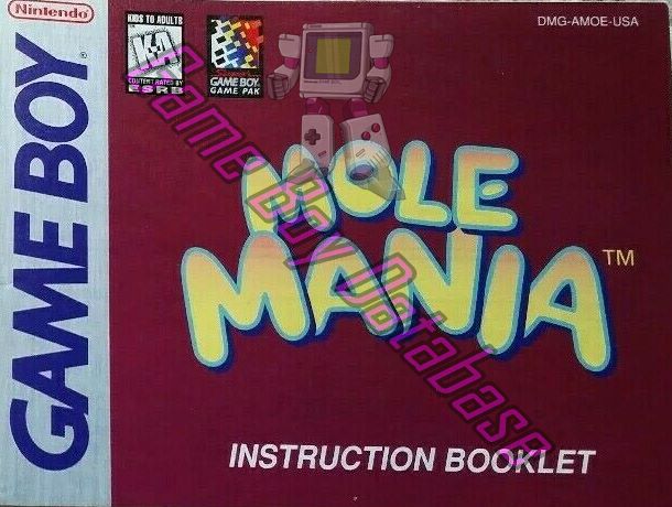 Mole Mania USA Front of the booklet